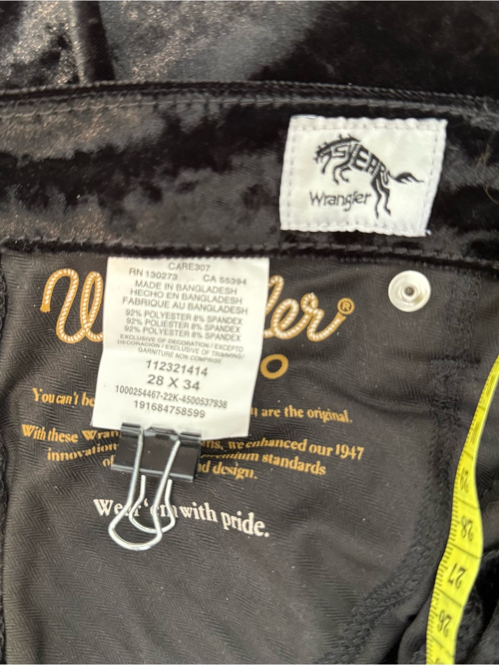 Wrangler Black Velvet Bootcut Flare Pants - Picture 7 of 8